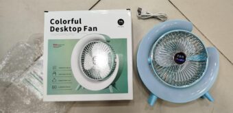 7 Colors LED Atmosphere Light Mini Electric fan Portable Table Fan Quiet USB Rechargeable Fan 3 Speeds 180°Adjustable Fan - Image 3