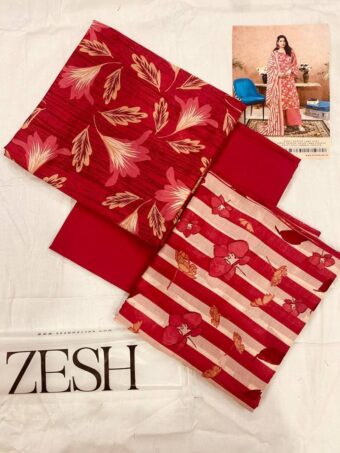 ✨ ZESH   ✨ 3 PieceUnstitched Suit ZESH SUMMAER LAWN COLLECTION 2025 - Image 2