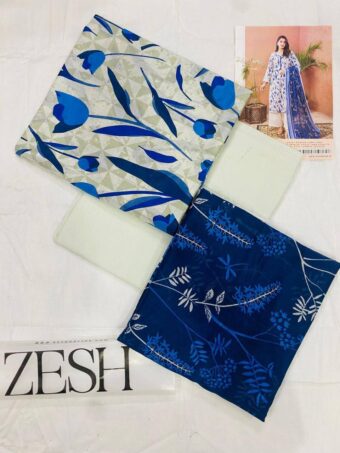 ✨ ZESH   ✨ 3 PieceUnstitched Suit ZESH SUMMAER LAWN COLLECTION 2025