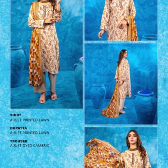 ✨ ZESH   ✨ 3 PieceUnstitched Suit ZESH SUMMAER LAWN COLLECTION 2025
