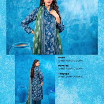 ✨ ZESH   ✨ 3 PieceUnstitched Suit ZESH SUMMAER LAWN COLLECTION 2025