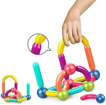 Magnetic Rods Toy 52 Pieces Magnetic Stick Building Blocks Magnetic Blocks for kids DIY Magnetics Sticks Blocks Montessori Toys