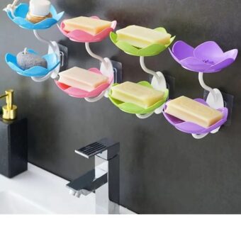 Multicolor Lotus Flower Soap Holder, Double Layer Wall-Mounted, No-Drill with Drainage, Quick-Dry Plastic Bathroom Organizer for Soap Storage, Soap Holder for Bathroom ( Random Color ) - 01 Stand - Image 7