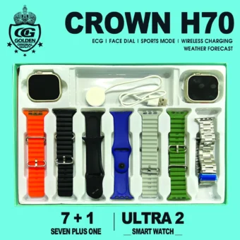 Crown H70 7 + 1 Ultra 2 | Crown H70 Ultra-2 Smart Watch - 7+1 Straps, Cover & Protector, Wireless Charging, Bluetooth Calling, All Features Included - Image 10