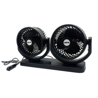 Car Fan Dual Head 4-Inch 12V/24V – 360° Rotating Low Noise Cooling Fan with Cigarette Lighter Plug – 100% Copper Motor – Universal for Cars, SUVs & Trucks With Box - Image 3