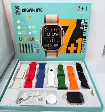 Crown H70 7 + 1 Ultra 2 | Crown H70 Ultra-2 Smart Watch - 7+1 Straps, Cover & Protector, Wireless Charging, Bluetooth Calling, All Features Included - Image 16