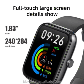 H20 Smartwatch Made in Dubai – Waterproof Fitness Tracker with Heart Rate Monitor, Blood Pressure, Sleep Tracking, Step Counter, Touchscreen Sports Watch for Men and Women - Black Color - Image 10