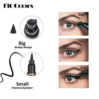 2 in 1 Winged Stamp Liquid Eyeliner Pencil Waterproof Fast Dry Lasting Black Eye Liner Pen | 2 in 1 Fit Colors Eyeliner For Girls | Eyeliner Pen  - Image 5