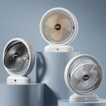 Desktop Fan Rechargeable, Mini Table Fan, Powerful Electric Fan with  Adjustable Wind Speeds, Portable USB Fan for Home Office and Outdoors | Three-Speed Mini Desktop Fan with Colorful LED Lights – USB & Battery Powered - Random Color 
