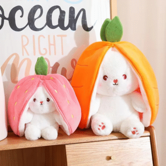 Rabbit New Creative Strawberry Rabbit Plush Soft Doll Hug Pillow | Best Quality Stuff Toy For Babies & Kids - Random Color