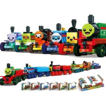 Pack Of 01 - Cartoon Train DIY Building Block Toy | Cartoon Train Block Set For Kids  - Image 5
