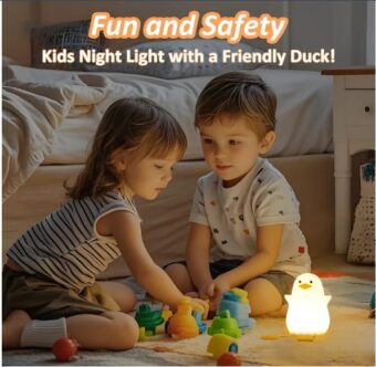 Duck Night Light, LED Squishy Duck Lamp,Cute Silicone Dimmable Nursery Nightlight,Rechargeable Bedside Touch Lamp - Image 5