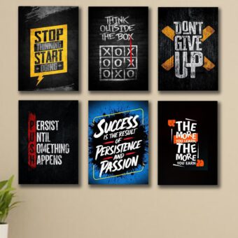 Set Of 6 Motivational Wooden Canvas Frames For Wall Decore / Sticky Phototiles Frames