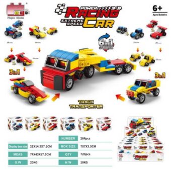 Power Racing Micro Blocks Set 6-in-1 – Mini Building Brick Racing Vehicles for Kids, Creative DIY Construction Toy Set with 6 Unique Race Car Models, Educational and Fun - Image 3