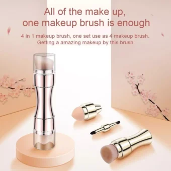 Max Factor x 4 in 1 makeup brush  Set Portable Mini Travel Makeup Brushes Makeup Brush Mini 4 in 1 Kit for Travel Cosmetic Applicator Foundation Sponges Brushes Concealer Professional Make Up Tools (random color) - Image 8