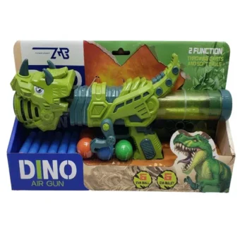 Dino Air Gun - 2-in-1 Blaster with Soft Darts & EVA Balls - Dinosaur Toy for Kids - Image 3