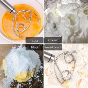 1 Pcs Manual Non Stick Steel Flour Cream Mixer Beater | Dough Whisk Mixer, Kitchen Baking Blender Tool - Image 9