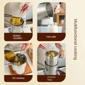 Stainless Steel Deep Fryer Pot with Strainer – Heavy-Duty Frying Pan for Home Kitchen Use – 1200ML Oil Capacity - Image 5