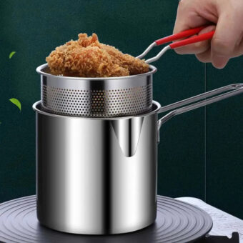 Stainless Steel Deep Fryer Pot with Strainer – Heavy-Duty Frying Pan for Home Kitchen Use – 1200ML Oil Capacity - Image 7
