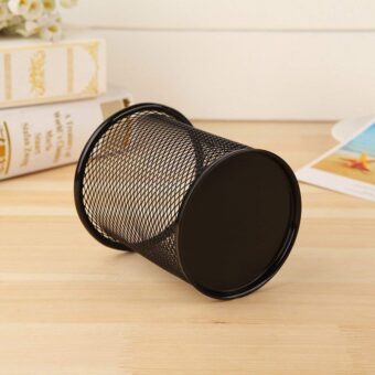 Metal Mesh Pen Stand & Stationery Holder – Round Black Desk Organizer for Pens, Pencils, Markers, and Office Supplies - Image 5