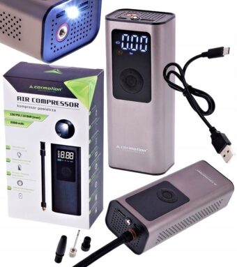 Air Compressor – Wireless Electric Air Pump for Car & Bike Tires | 150 PSI / 10 BAR Portable Compressor with 2000mAh Battery ( Black )