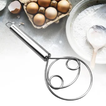 1 Pcs Manual Non Stick Steel Flour Cream Mixer Beater | Dough Whisk Mixer, Kitchen Baking Blender Tool