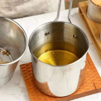 Stainless Steel Deep Fryer Pot with Strainer – Heavy-Duty Frying Pan for Home Kitchen Use – 1200ML Oil Capacity - Image 6