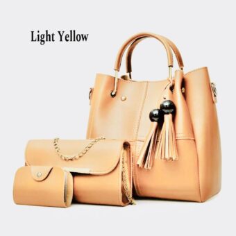High Quality Cynthetic Leather 3 Piece Hand Bag Set With Hand Clutch And Mini wallet - Image 7