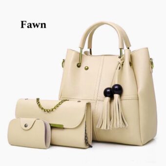 High Quality Cynthetic Leather 3 Piece Hand Bag Set With Hand Clutch And Mini wallet - Image 8