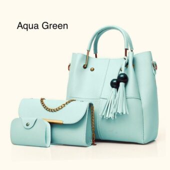 High Quality Cynthetic Leather 3 Piece Hand Bag Set With Hand Clutch And Mini wallet - Image 14