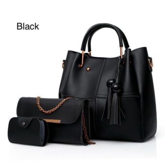 High Quality Cynthetic Leather 3 Piece Hand Bag Set With Hand Clutch And Mini wallet - Image 3