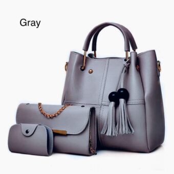 High Quality Cynthetic Leather 3 Piece Hand Bag Set With Hand Clutch And Mini wallet - Image 2