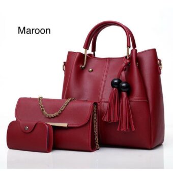 High Quality Cynthetic Leather 3 Piece Hand Bag Set With Hand Clutch And Mini wallet - Image 5