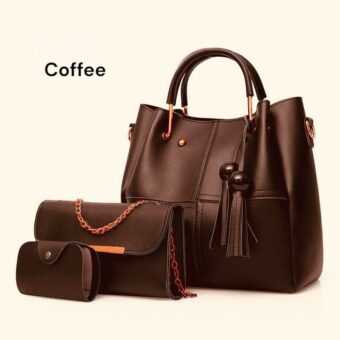 High Quality Cynthetic Leather 3 Piece Hand Bag Set With Hand Clutch And Mini wallet - Image 6