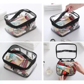 Clear Travel Makeup Bag – Waterproof, Portable, and Stylish Organizer for Cosmetics & Toiletries - Transparent Clear Cosmetic Bag, Portable Toiletry Bag, Zipper Organizer, Transparent Travel Makeup Pouch - Random Color