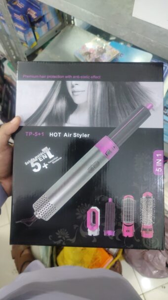 5 in 1 Electric Hair Dryer Brush | Blow Dryer Hair Comb Curling Wand Detachable Brush Kit Negative Ion Straightener Hair Curler ( random color) - Image 2
