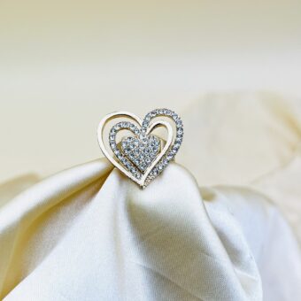 1 Piece Imported Radiant Double Heart Crystal Ring – A Love That Shines 💎❤️ | Best Quality Adjustable Ring | Ring For Girls & Women