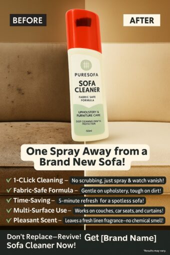 Puresofa | Sofa Cleaner Spray | Upholstery & Fabric Safe | Deep Cleaning | Stain Remover | Fast Dry | Pleasant Scent | 150ml - Image 4