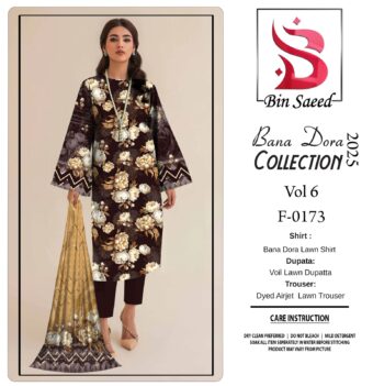✨ BINSAEED❤️  Bana Dora 3piece Unstitched Suit SUMMAER LAWN COLLECTION - Image 3