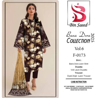 ✨ BINSAEED❤️  Bana Dora 3piece Unstitched Suit SUMMAER LAWN COLLECTION