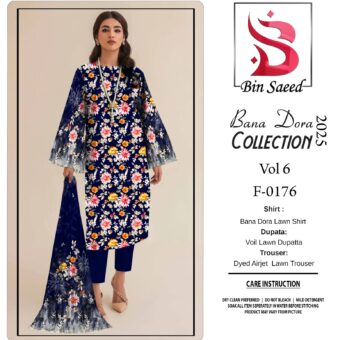 ✨ BINSAEED❤️  Bana Dora 3piece Unstitched Suit SUMMAER LAWN COLLECTION