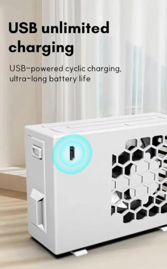 Portable Rechargeable Air Conditioning Fan – Compact Mini Cooler with 3 Speed Settings | USB Charging | Personal Cooling Fan for Home, Office, Travel (With Box) - Image 6