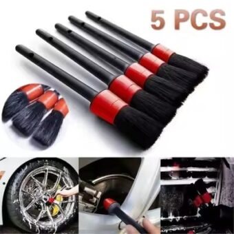 5 pcs Car Detailing Brushes Set | Car Cleaning Brush | Car Interior Cleaning Brush for Exterior,Leather, Air Vents & Emblems | Different Sizes with Hanging Holder Option - Image 11