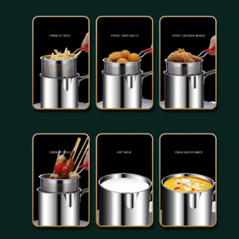 Stainless Steel Deep Fryer Pot with Strainer – Heavy-Duty Frying Pan for Home Kitchen Use – 1200ML Oil Capacity - Image 10