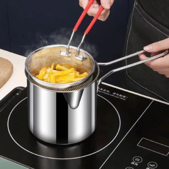 Stainless Steel Deep Fryer Pot with Strainer – Heavy-Duty Frying Pan for Home Kitchen Use – 1200ML Oil Capacity - Image 8