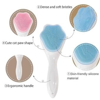 1 PCs Silicone Face Scrubber Exfoliating Brush, Manual Handheld Massager , Facial Cleansing and Blackhead Scrubber, Soft Bristles for Face Skincare ( Random Color ) - Image 5