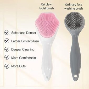 1 PCs Silicone Face Scrubber Exfoliating Brush, Manual Handheld Massager , Facial Cleansing and Blackhead Scrubber, Soft Bristles for Face Skincare ( Random Color ) - Image 4