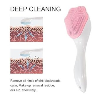 1 PCs Silicone Face Scrubber Exfoliating Brush, Manual Handheld Massager , Facial Cleansing and Blackhead Scrubber, Soft Bristles for Face Skincare ( Random Color ) - Image 3