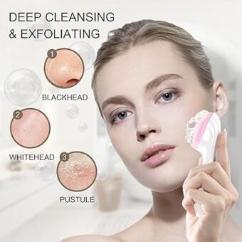 1 PCs Silicone Face Scrubber Exfoliating Brush, Manual Handheld Massager , Facial Cleansing and Blackhead Scrubber, Soft Bristles for Face Skincare ( Random Color ) - Image 2