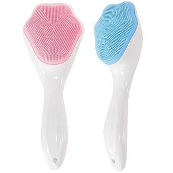 1 PCs Silicone Face Scrubber Exfoliating Brush, Manual Handheld Massager , Facial Cleansing and Blackhead Scrubber, Soft Bristles for Face Skincare ( Random Color )